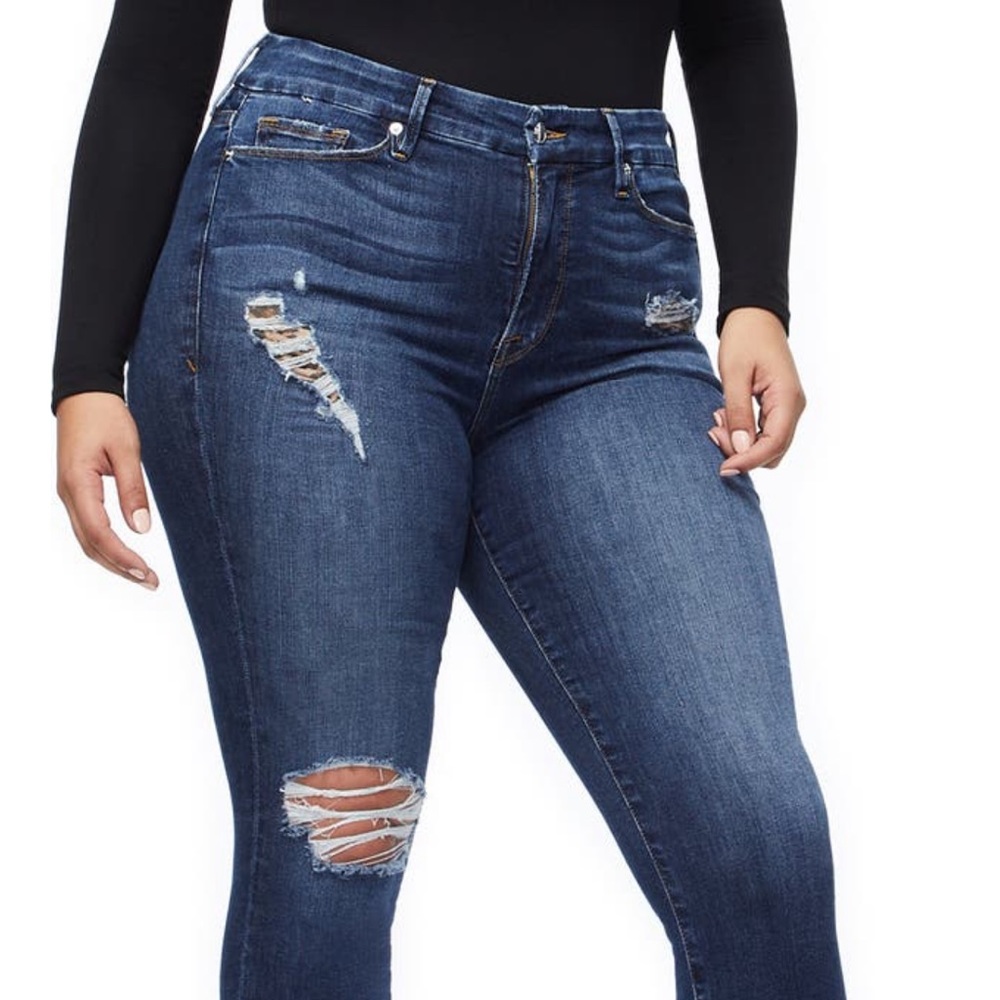 Plus Size Good American Jeans — Good Legs Cheetah Pockets High Waist Jeans